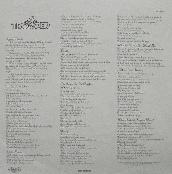 Trooper (4) : Two For The Show (LP, Album, MCA)