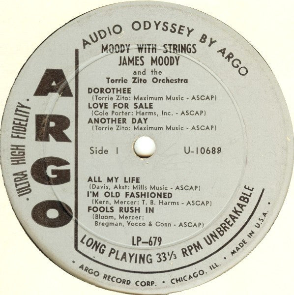 James Moody : Moody With Strings (LP, Album, Mono)