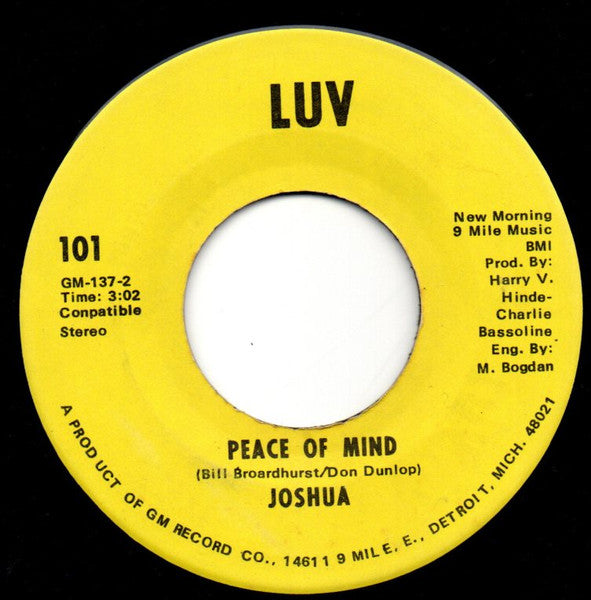 Joshua (20) : Bow Down (To The Dollar) / Peace Of Mind (7")