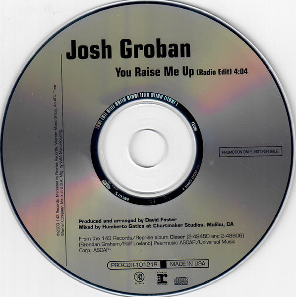 Josh Groban : You Raise Me Up (CD, Single, Promo)
