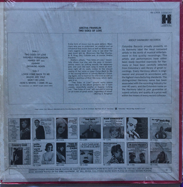 Aretha Franklin : Two Sides Of Love (LP, Comp)