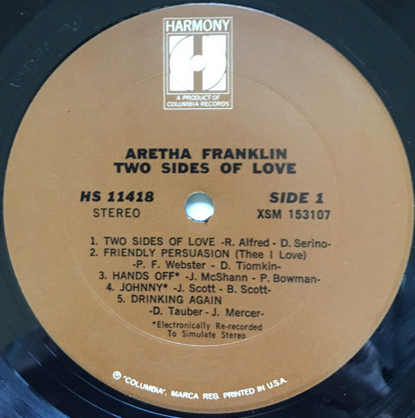 Aretha Franklin : Two Sides Of Love (LP, Comp)