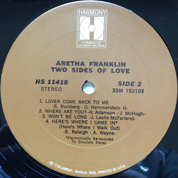 Aretha Franklin : Two Sides Of Love (LP, Comp)