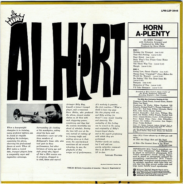 Al Hirt, Billy May : Horn A-Plenty (LP, Album, Roc)