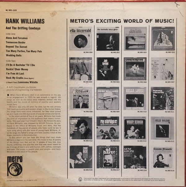 Hank Williams With His Drifting Cowboys : Hank Williams (LP, Comp)