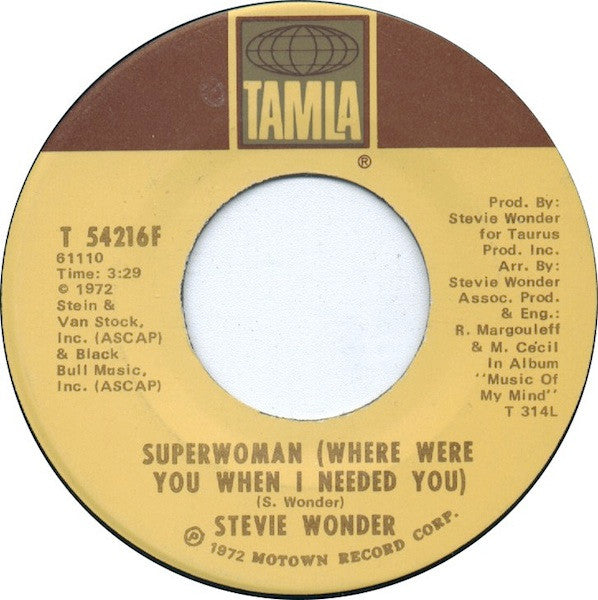 Stevie Wonder : Superwoman (Where Were You When I Needed You) (7", Single, Ame)