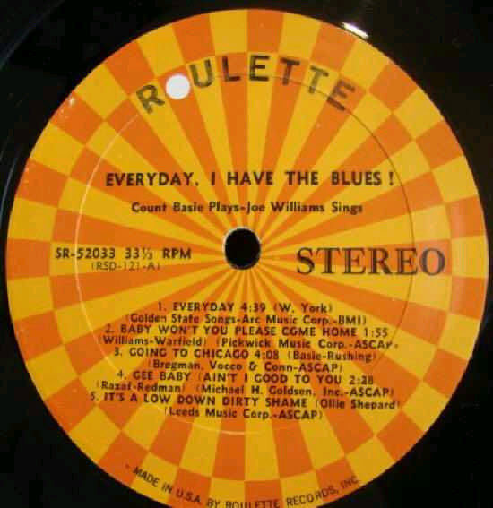 Joe Williams / Count Basie Orchestra : Everyday I Have The Blues (LP, Album, RE)