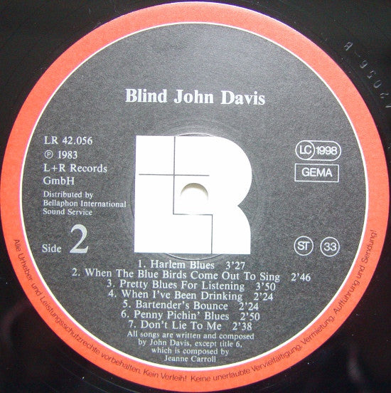 Blind John Davis : Blind John Davis (LP, Album)