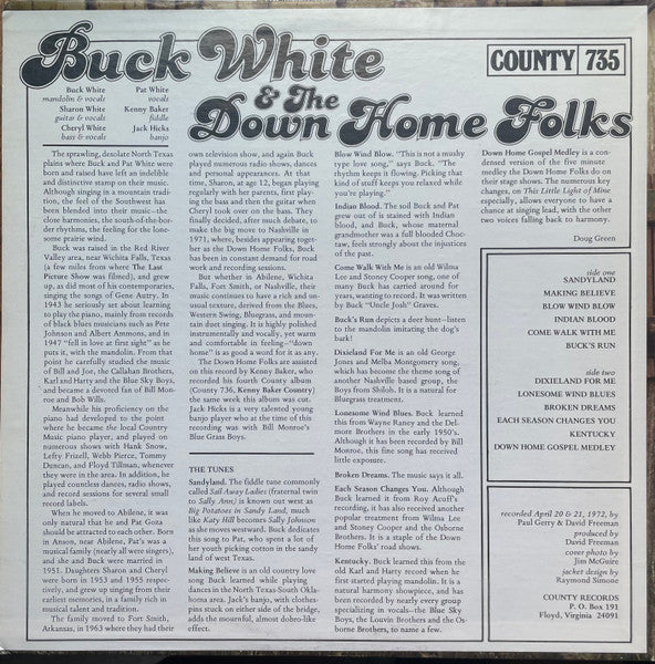 Buck White & The Down Home Folks : Buck White & The Down Home Folks (LP, Album, RE)