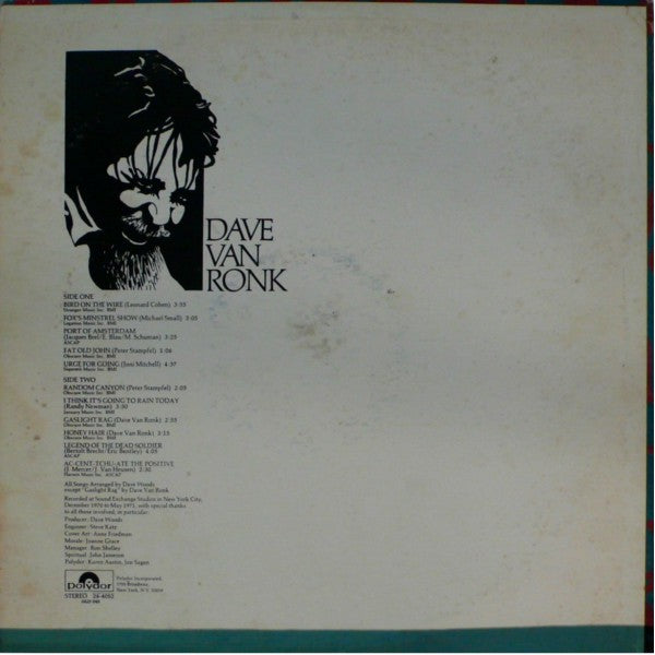 Dave Van Ronk : Van Ronk (LP, Album, Mon)