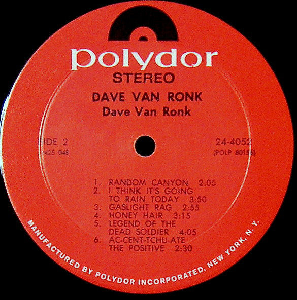 Dave Van Ronk : Van Ronk (LP, Album, Mon)