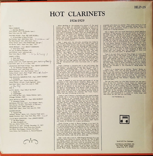 Various : Hot Clarinets 1924-1929 (LP, Comp)
