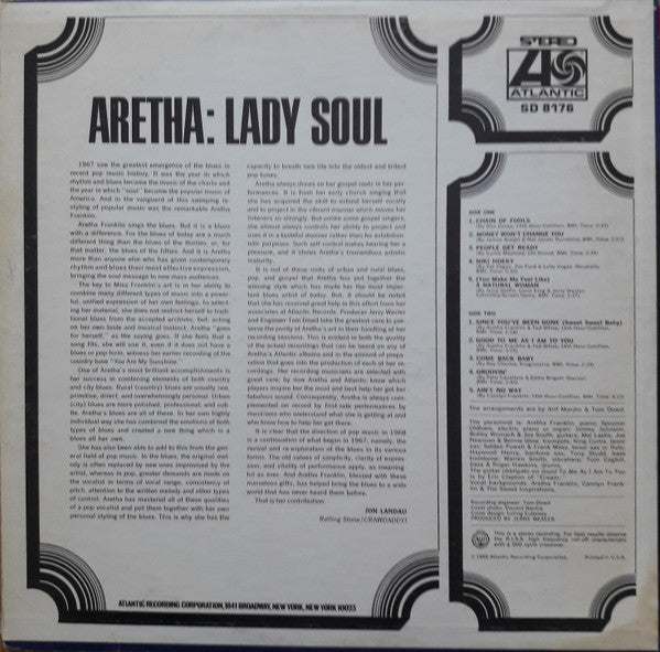 Aretha Franklin : Lady Soul (LP, Album, MO )