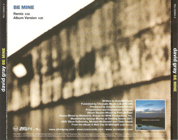 David Gray : Be Mine (CD, Single, Promo)