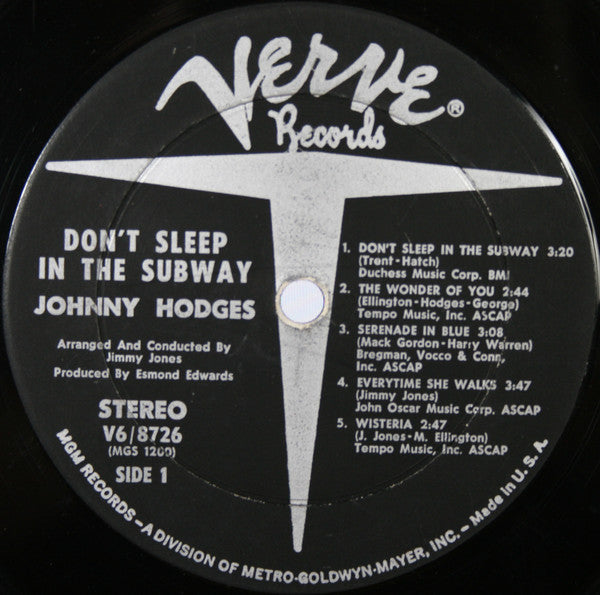 Johnny Hodges : Don't Sleep In The Subway (LP, Album, Gat)