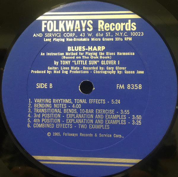 Tony "Little Sun" Glover I* : Blues-Harp (An Instruction Method For Playing The Blues Harmonica) (LP)