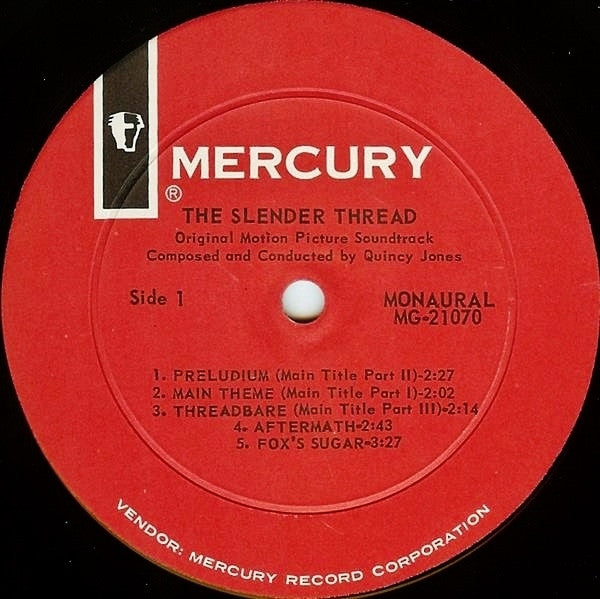 Quincy Jones : The Slender Thread (Original Motion Picture Score) (LP, Mono)