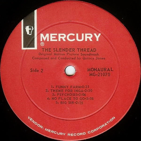 Quincy Jones : The Slender Thread (Original Motion Picture Score) (LP, Mono)