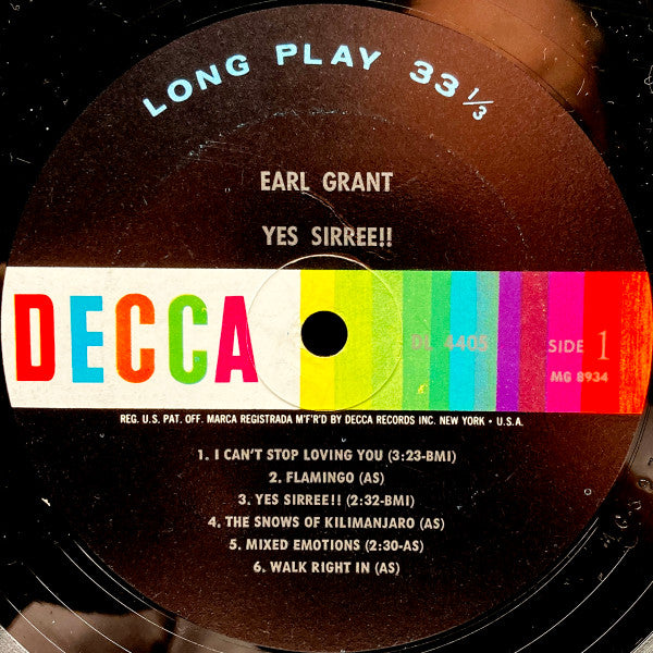 Earl Grant : Yes Sirree! (LP, Album, Mono)