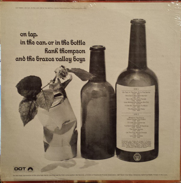Hank Thompson and His Brazos Valley Boys : On Tap, In The Can, Or In The Bottle (LP, Album, Mon)