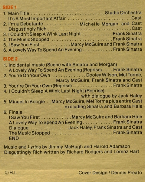 Frank Sinatra : Higher And Higher - The Sinatra Show (Original Motion Picture Soundtrack) (LP, Album)