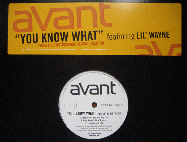 Avant (2) Featuring Lil Wayne : You Know What (12", Promo)