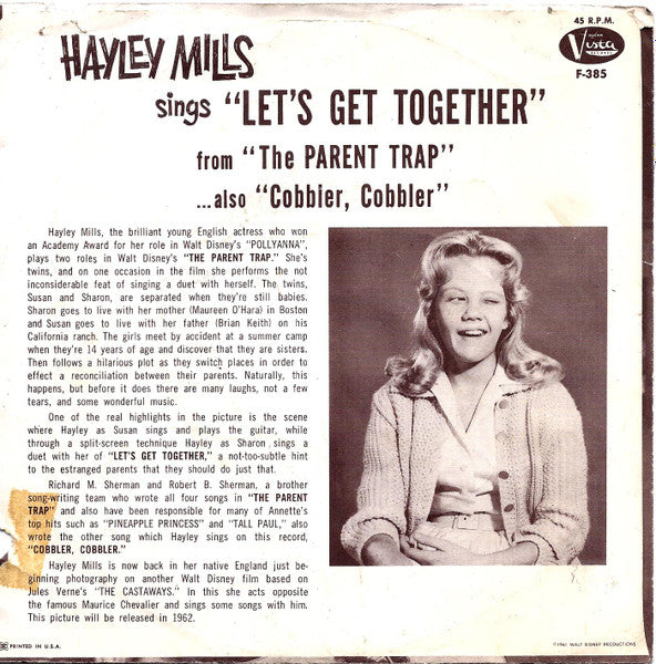 Hayley Mills : Let's Get Together (7", Single, Styrene, Ter)