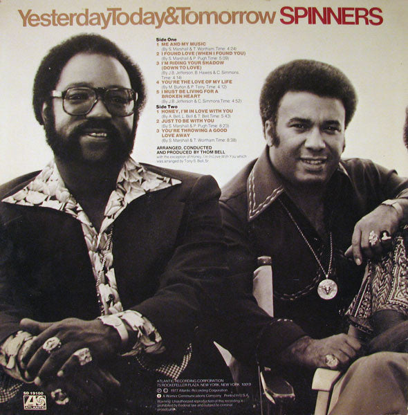 Spinners : Yesterday, Today & Tomorrow (LP, Album, RI)