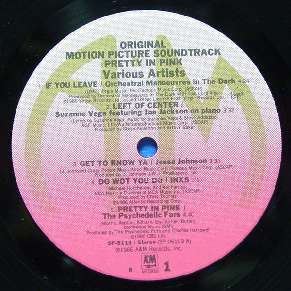 Various Artists* : Pretty In Pink (Original Motion Picture Soundtrack) (LP, Album, Comp, R -)