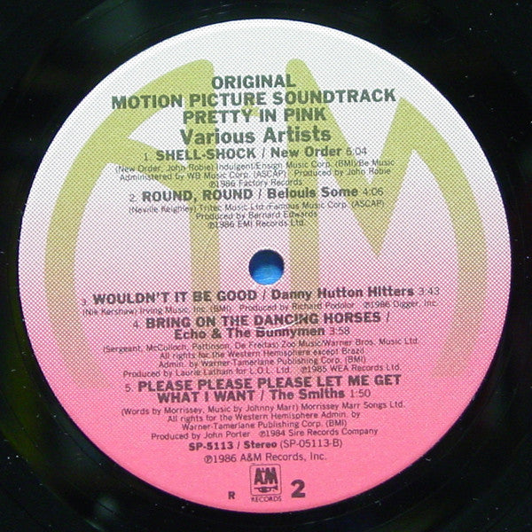 Various Artists* : Pretty In Pink (Original Motion Picture Soundtrack) (LP, Album, Comp, R -)