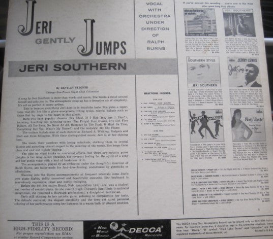 Jeri Southern : Jeri Gently Jumps (LP, Album, Mono)