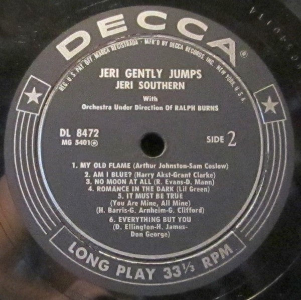 Jeri Southern : Jeri Gently Jumps (LP, Album, Mono)