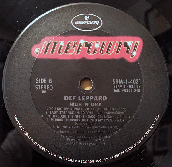 Def Leppard : High 'N' Dry (LP, Album, 56 )