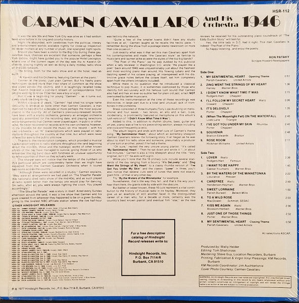 Carmen Cavallaro And His Orchestra : The Uncollected Carmen Cavallaro, 1946 (LP, Mono, RE)