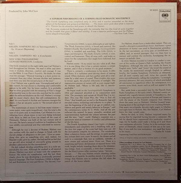 Bernstein* Conducts Nielsen* - New York Philharmonic : Symphony No. 4 ("Inextinguishable") (LP)