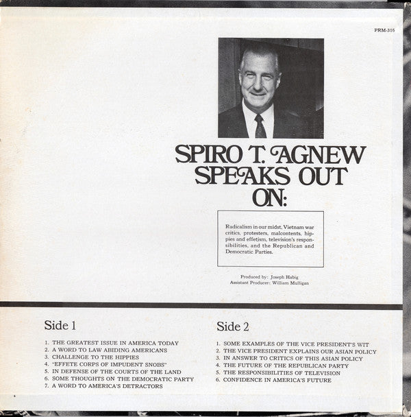 Spiro T. Agnew : Spiro T. Agnew Speaks Out (LP, Album, Ind)