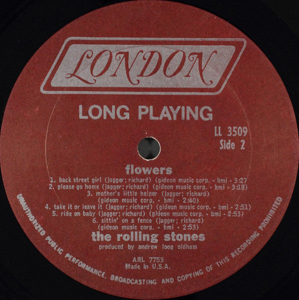 The Rolling Stones : Flowers (LP, Comp, Mono)