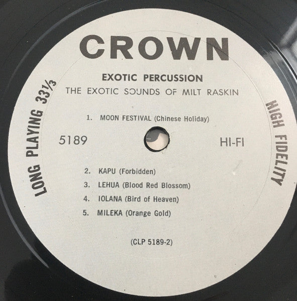 Milt Raskin : Exotic Percussion (LP, Album, RE)