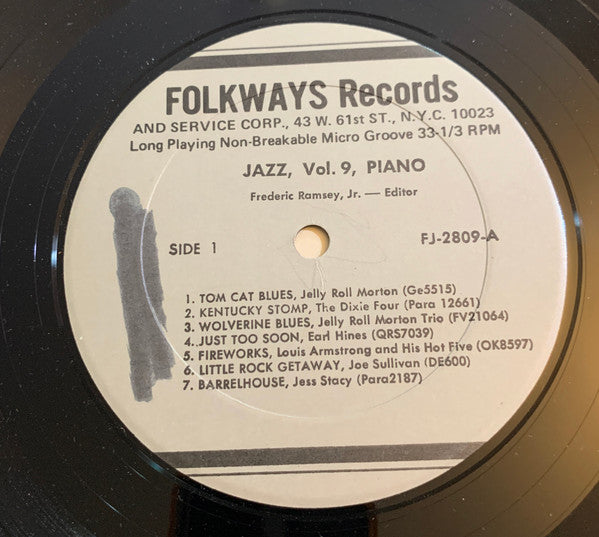 Various : Jazz Volume 9: Piano (LP, Album, Comp, Mono)