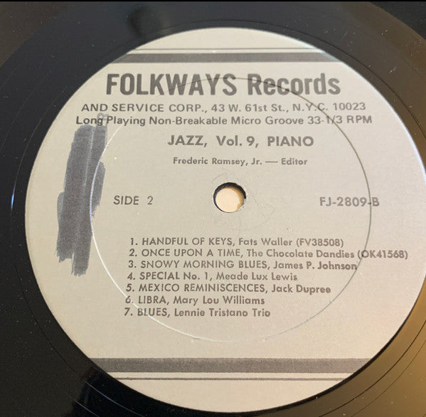 Various : Jazz Volume 9: Piano (LP, Album, Comp, Mono)