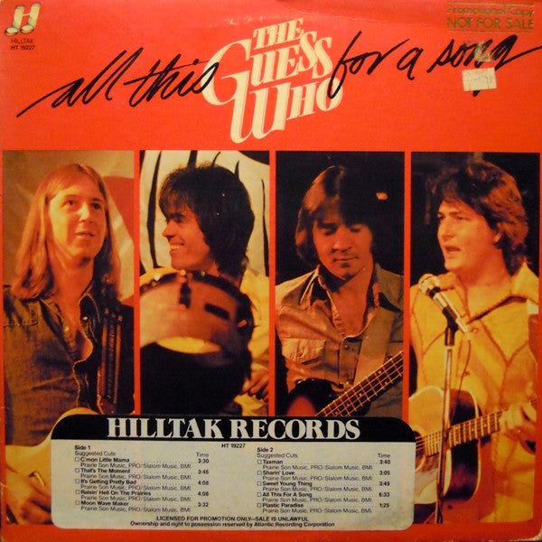 The Guess Who : All This For A Song (LP, Album, Mon)