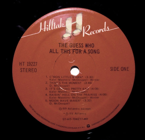The Guess Who : All This For A Song (LP, Album, Mon)