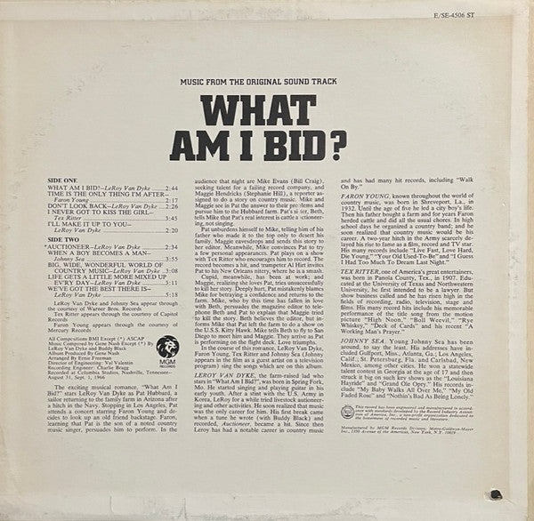 Various : Music From The Original Sound Track "What Am I Bid?" (LP, Comp, MGM)
