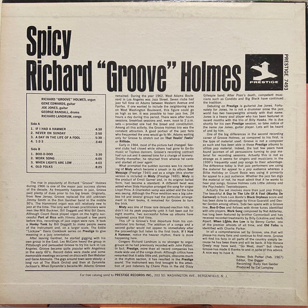 Richard "Groove" Holmes : Spicy (LP, Album)