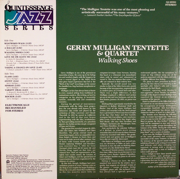 Gerry Mulligan Tentette & Gerry Mulligan Quartet : Walking Shoes (LP, RE)