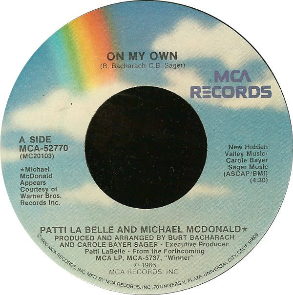Patti LaBelle And Michael McDonald : On My Own (7", Pin)