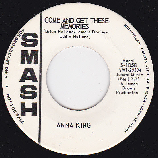Anna King : If Somebody Told You / Come And Get These Memories (7", Single, Promo)