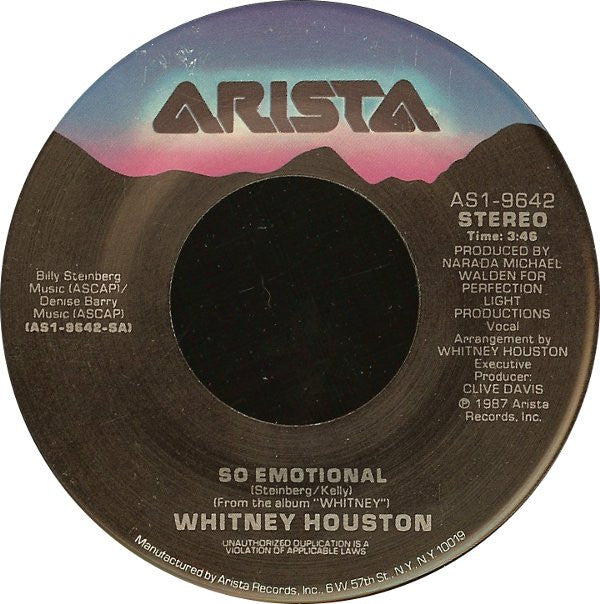 Whitney Houston : So Emotional (7", Single, Spe)