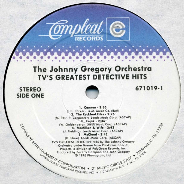 John Gregory And His Orchestra : TV's Greatest Detective Hits (LP, Album)