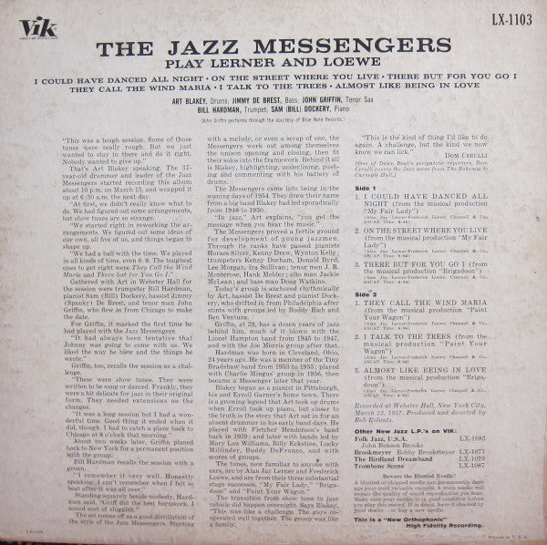 Art Blakey & The Jazz Messengers : Selections From Lerner And Loewe's (LP, Album, Mono)